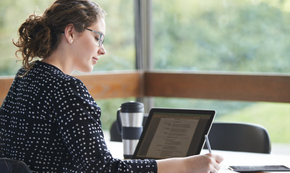 Student studying with computer
