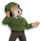 The General listening to headphones  The General listening to headphones