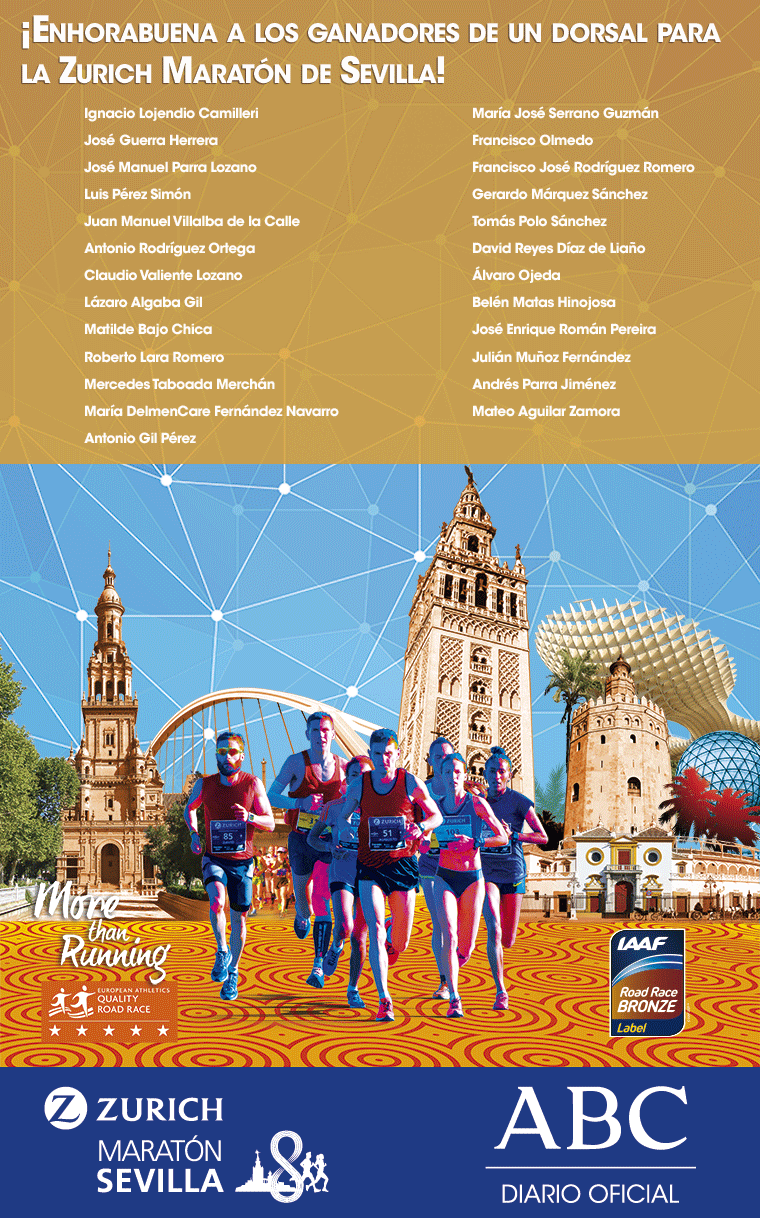 Ganadores de 20 dorsales para el Zurich Maratón de Sevilla