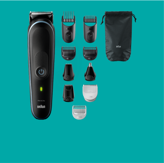 Recortadora braun junto a accesorios