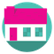 Senior home care pink and green house icon