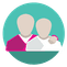 Senior home care icon of two people
