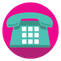 Senior home care green phone icon on pink background