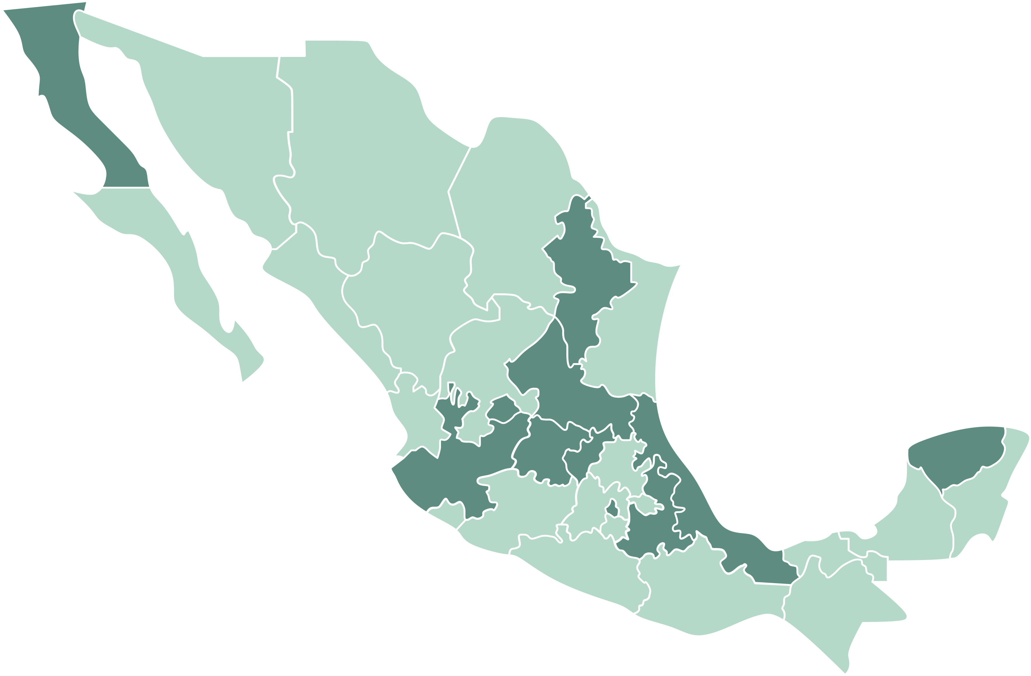 Mapa de méxico con sucursales