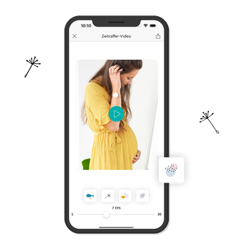 Smartphone Screen zeigt das Photo Steps Feature in der LILLYDOO App.
