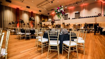 Main Hall set up with round tables