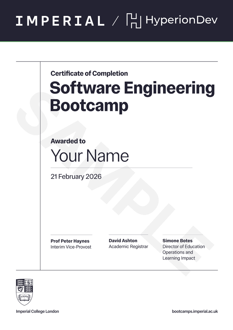 Software Engineering Online Bootcamp | 3-6 Months | Imperial College London