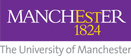 The University of Manchester logo with white, purple and gold branding