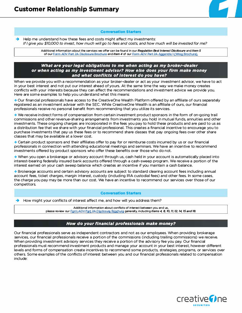Customer Relationship Summary page 3