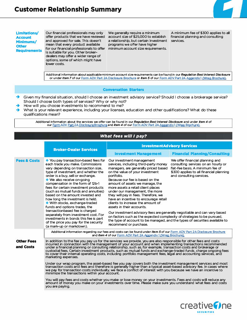 Customer Relationship Summary page 2
