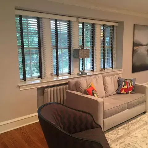 Wood blinds with decorative tape