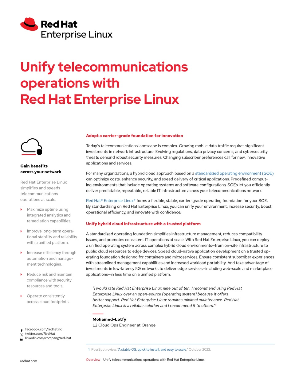 Unify telecommunications operations with Red Hat Enterprise Linux