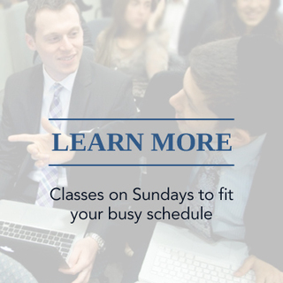 Learn More - "Classes on Sundays to fit your busy schedule."