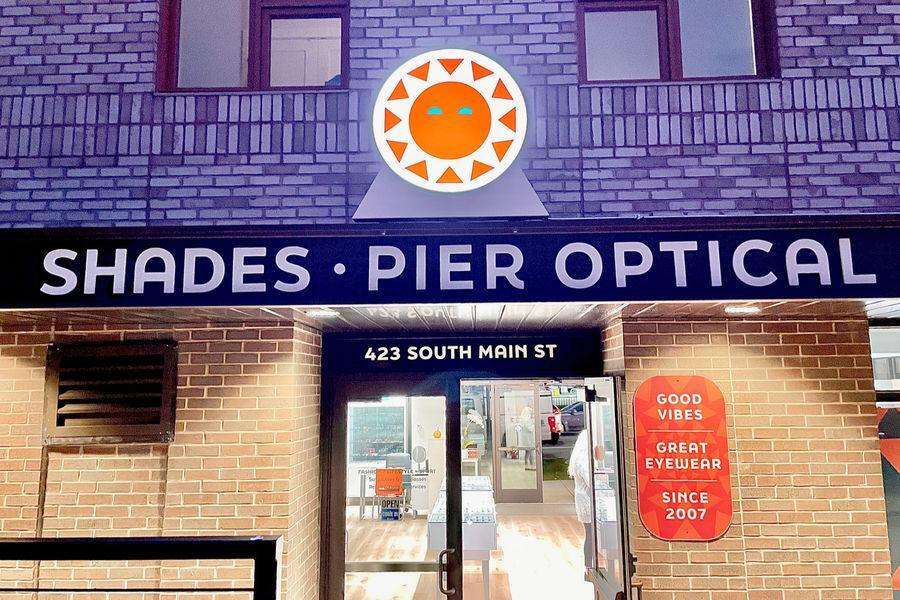 Shades Pier Optical storefront at 423 South Main Street