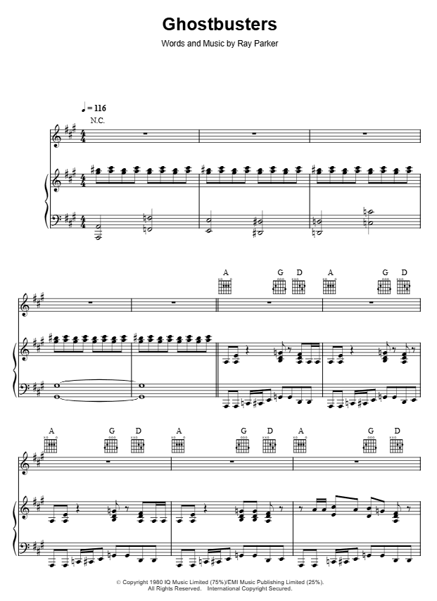 Preview of Ghostbusters sheet music