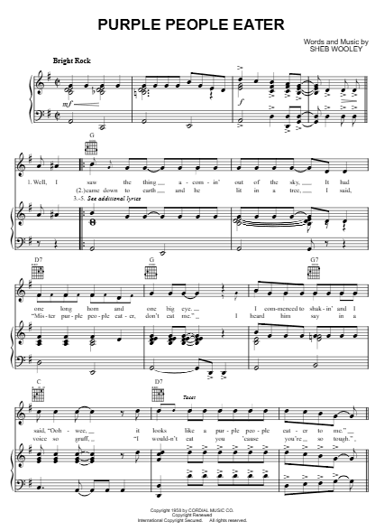 Preview of Purple People Eater sheet music