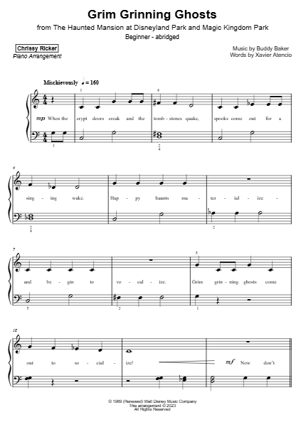 Preview of Grim Grinning Ghosts sheet music