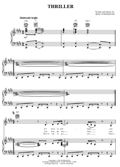 Preview of Thriller sheet music