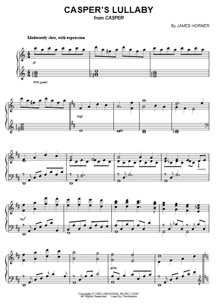 Preview of Casper's Lullaby sheet music