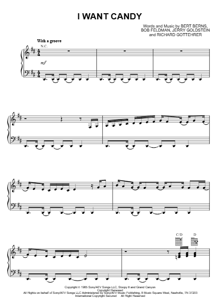 Preview of I Want Candy sheet music