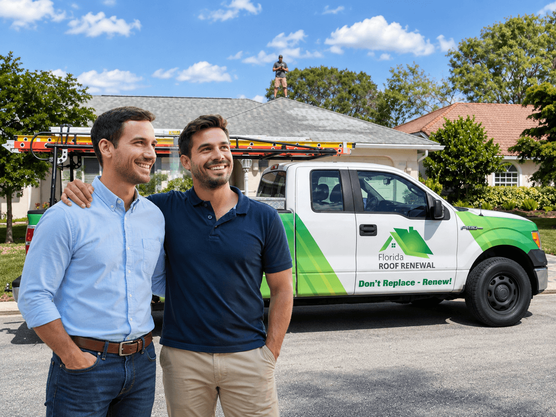 The Florida Roof Renewal team standing together in the Florida sunshine