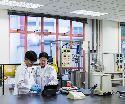 University students working together