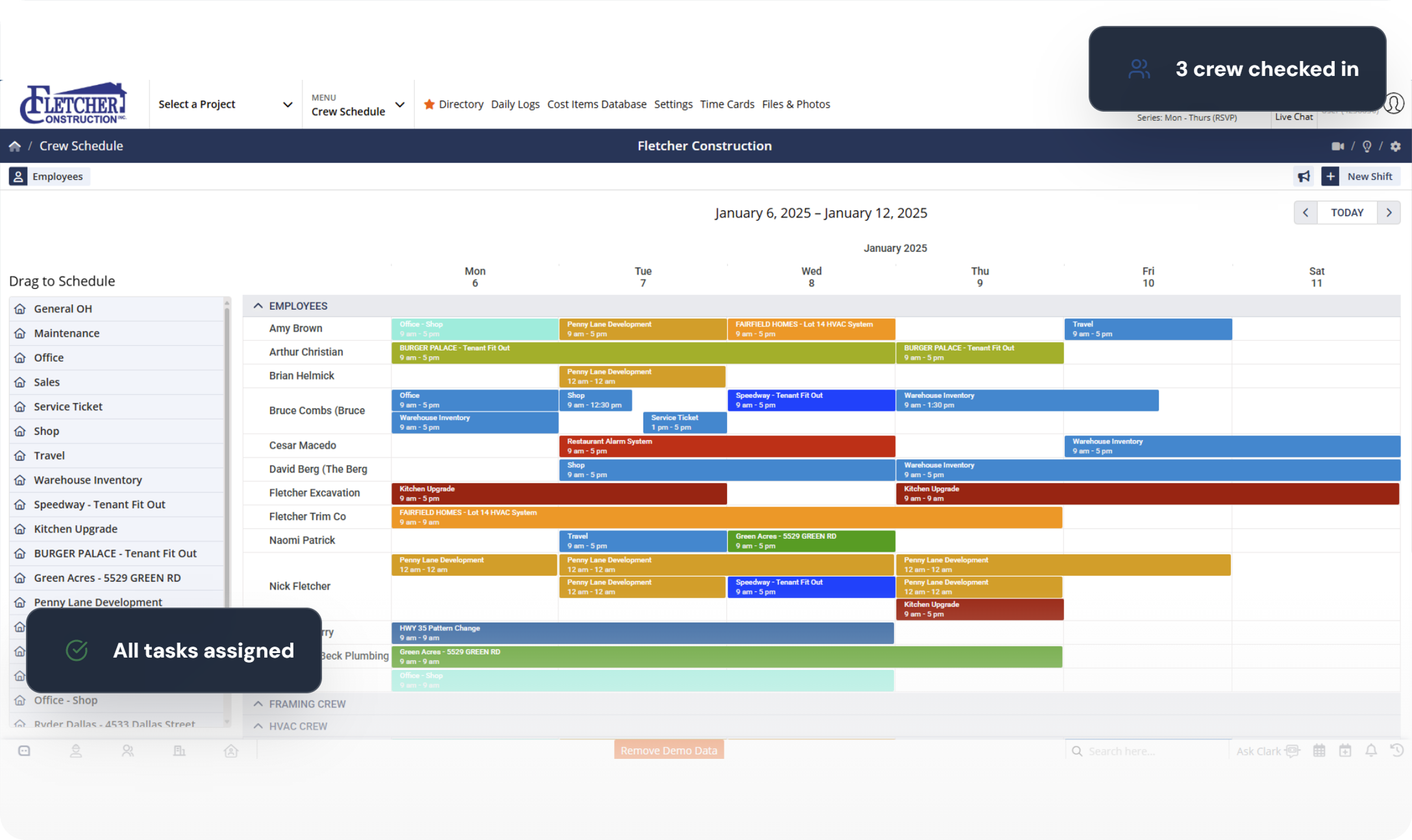 Crew and Time dashboard preview