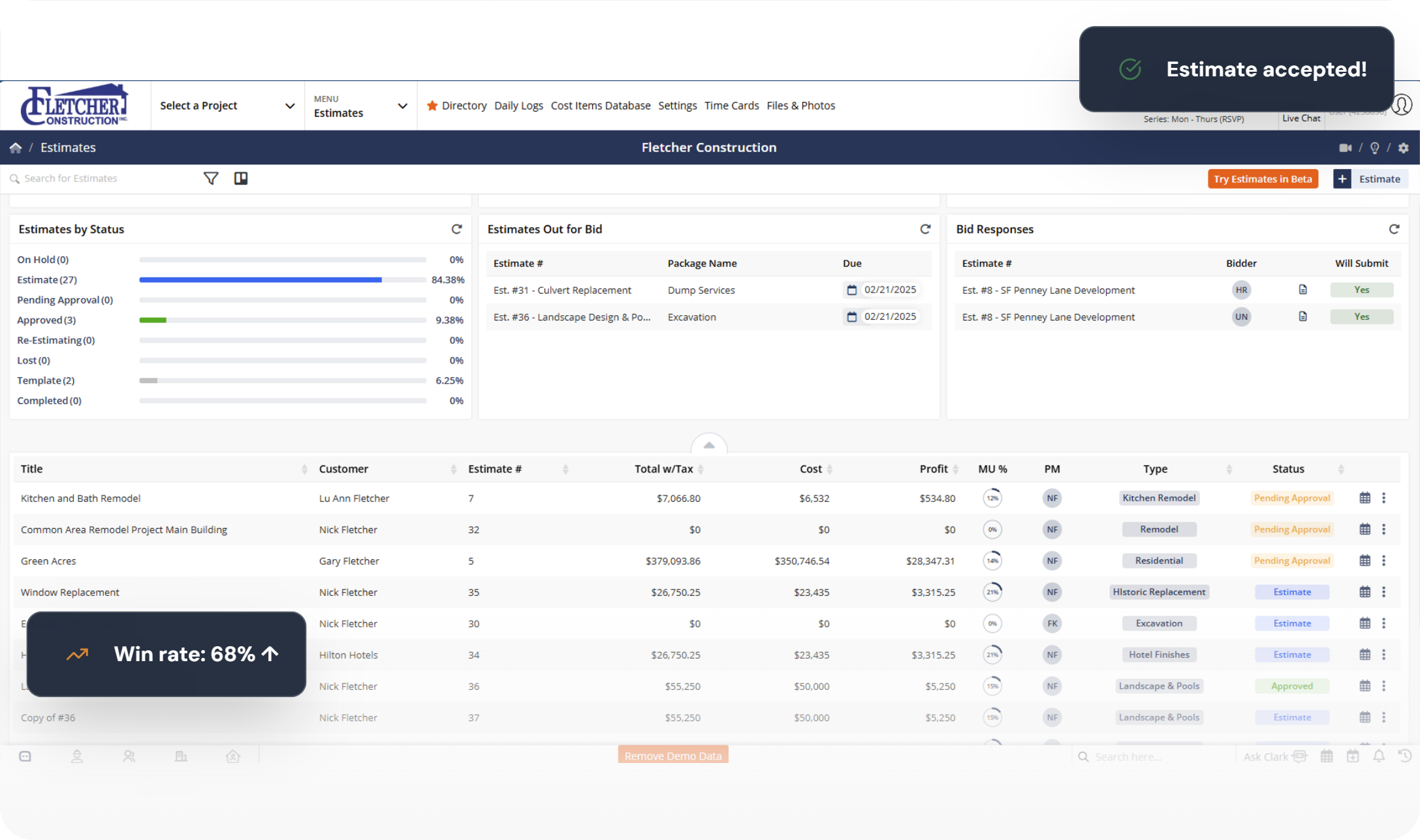 Project Management dashboard preview