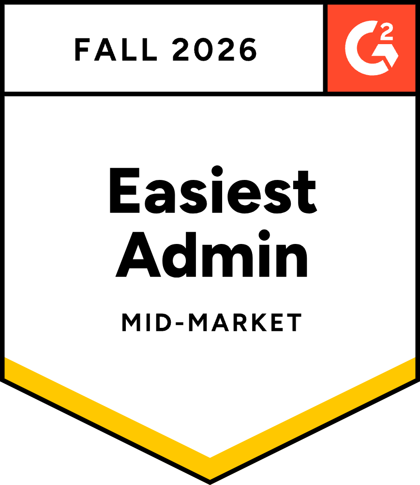 G2 Easiest Admin Mid-Market badge, Fall 2026