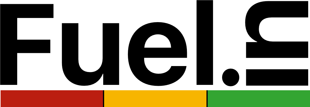 Fuelin Logo in Black with Red, Yellow and Green bar