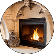HearthCabinet ventless fireplace being used in a hospitality space, specifically a high-end restaurant lobby