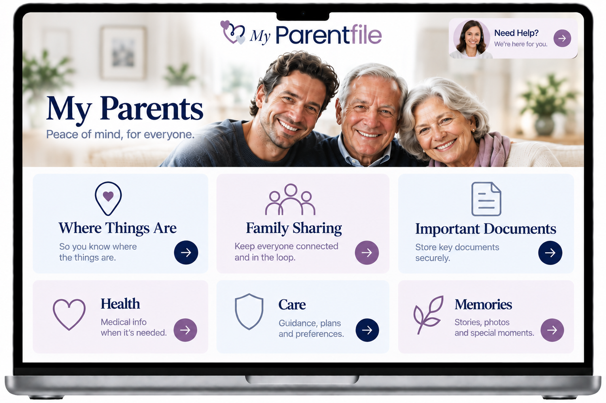 Parentfile displayed on a laptop