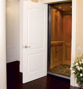 Elevator with swing open door