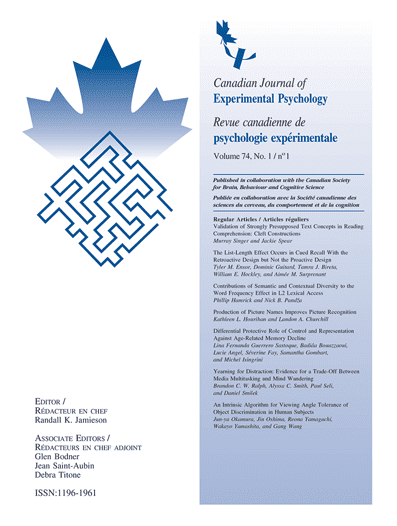 canadian journal of experimental psychology revue canadienne de psychologie experimentale