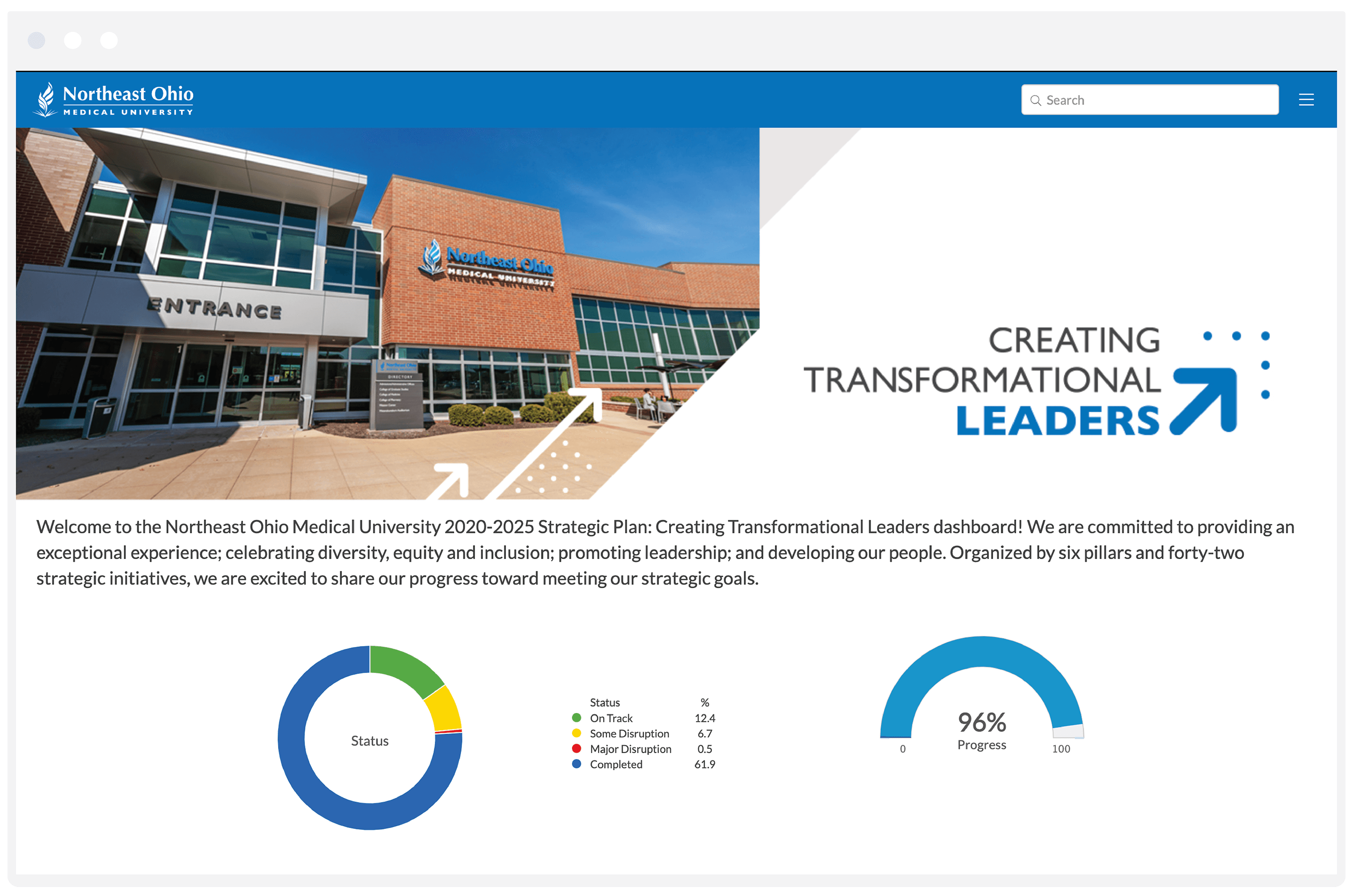 NEOMED Education Strategic Plan Dashboard