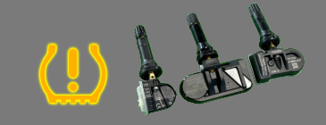 Yellow TPMS warning indicator and tire pressure sensors