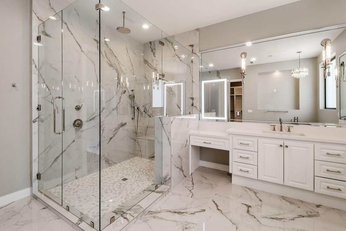 Complete bathroom remodel with new vanity, tile and fixtures