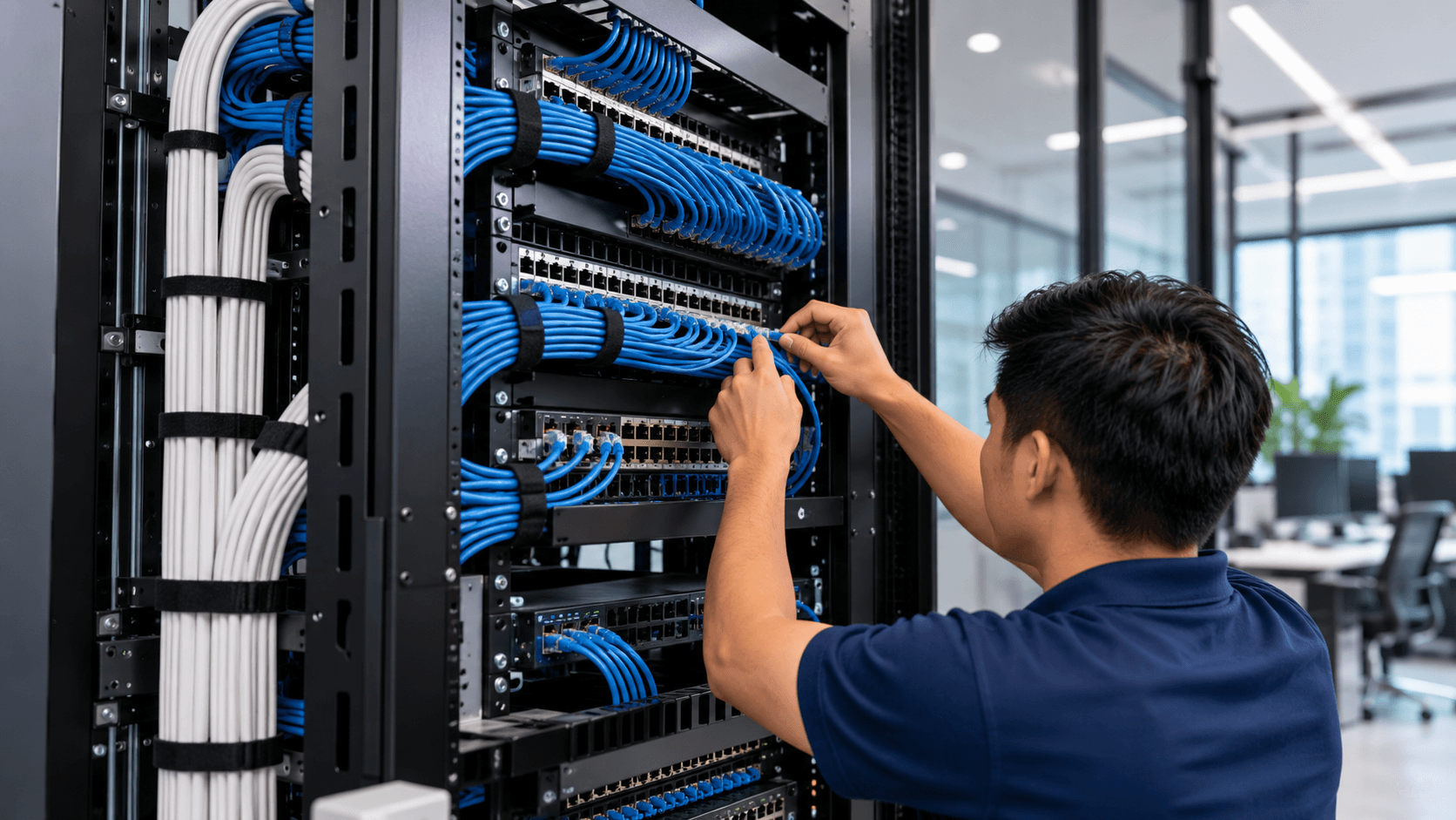 Low-voltage networking and structured cabling installation