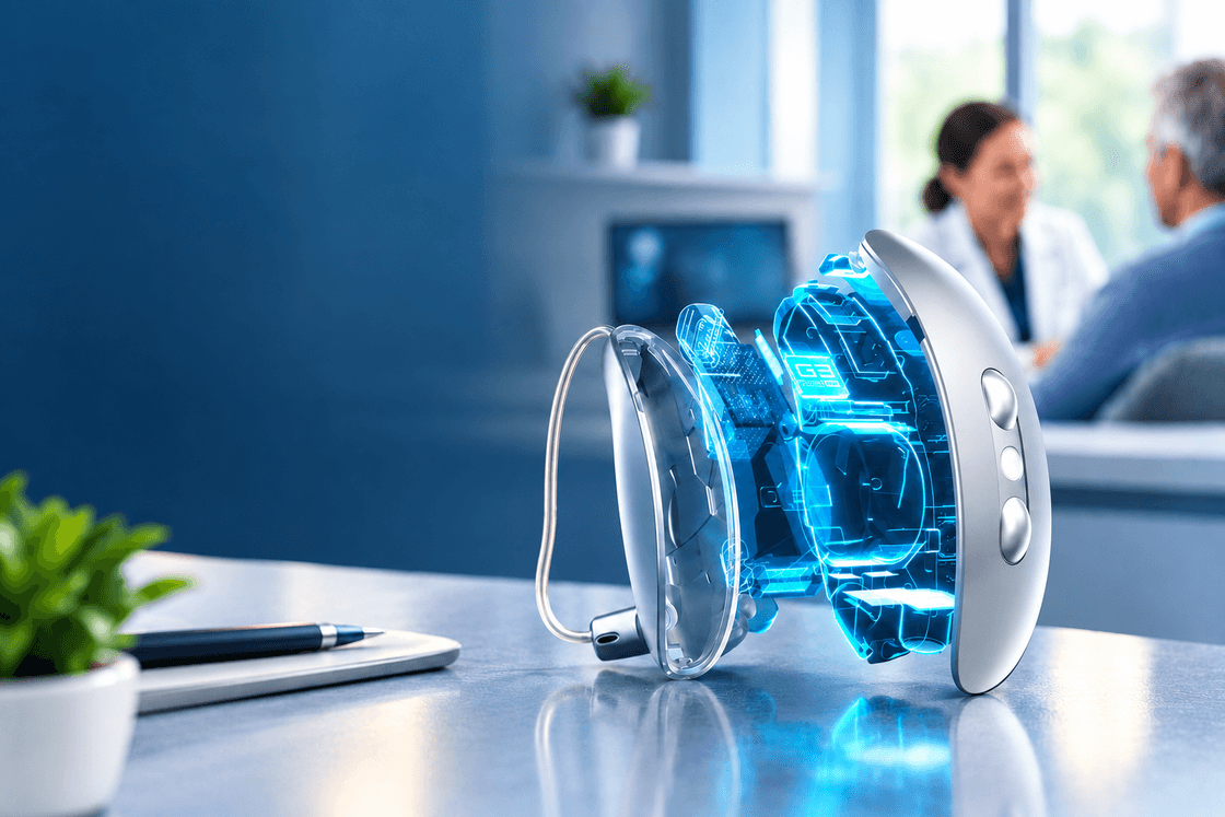 HearWeGo audiologist providing a home hearing test