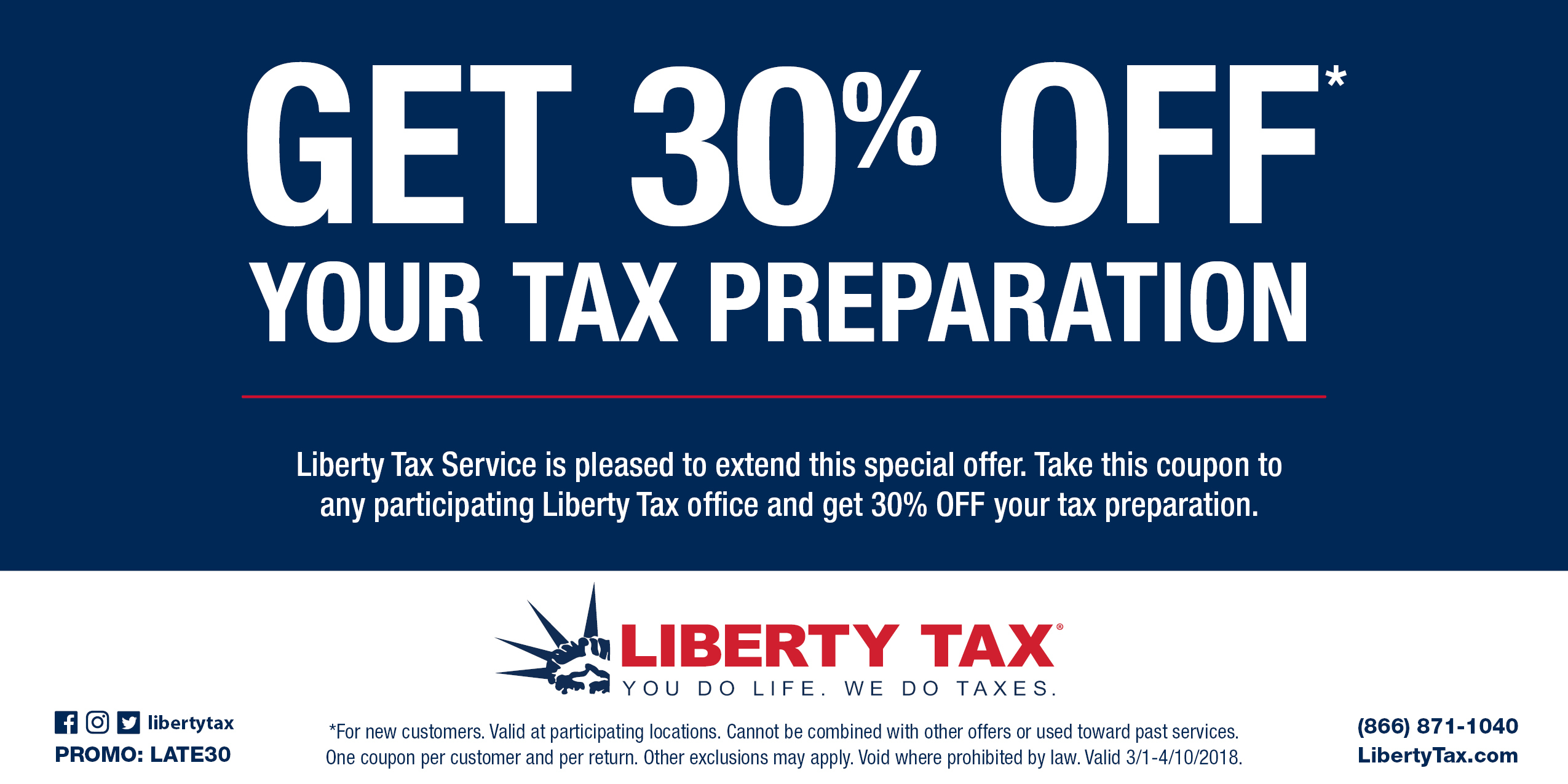 Get 30 Off When You File Taxes Limited Time Offer Liberty Tax Service®