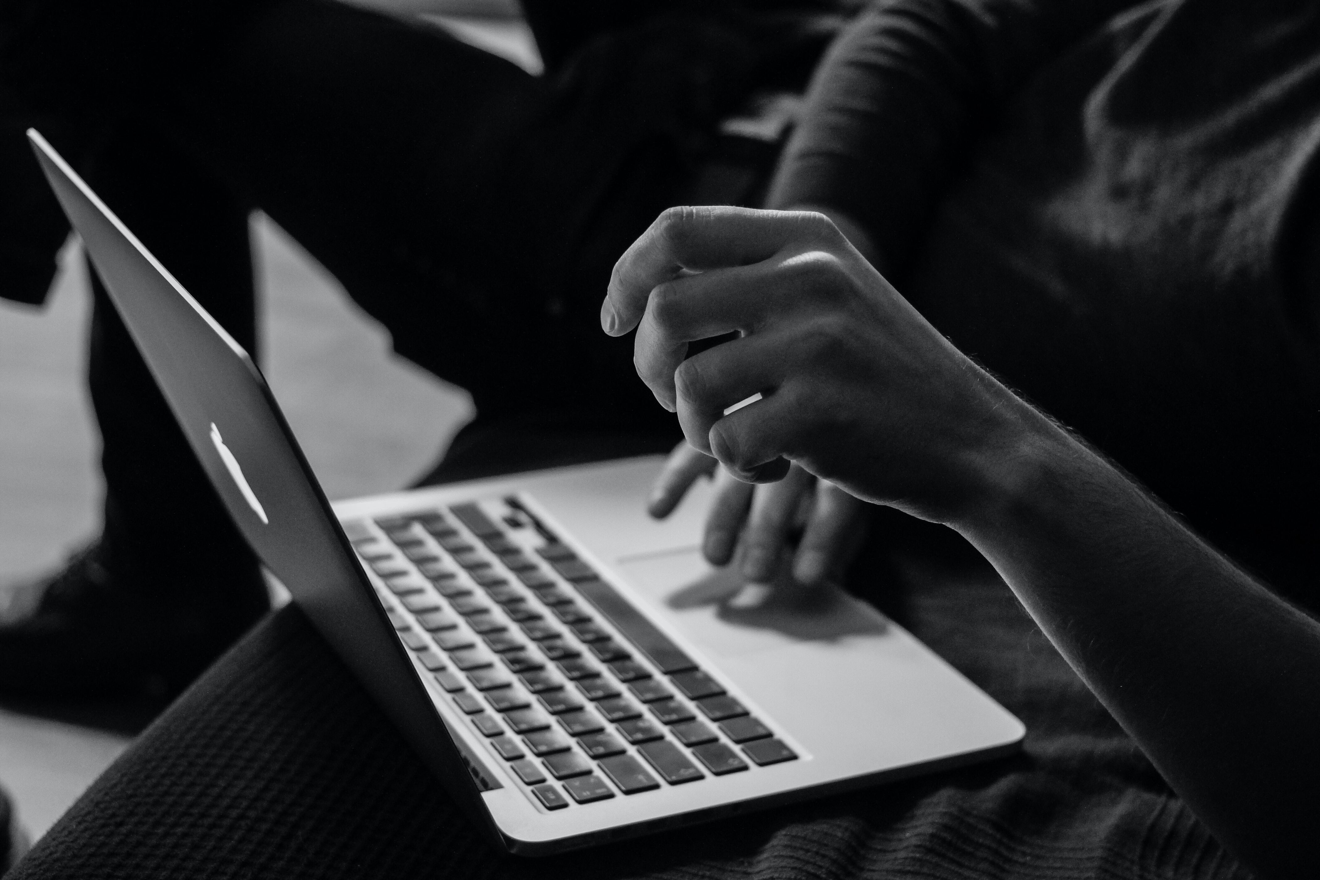 person using laptop