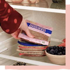 A butternut pouch being taken out of the fridge.