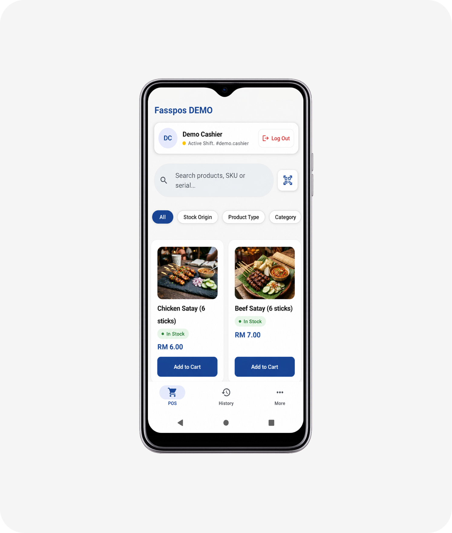 Fasspos Lite app screens