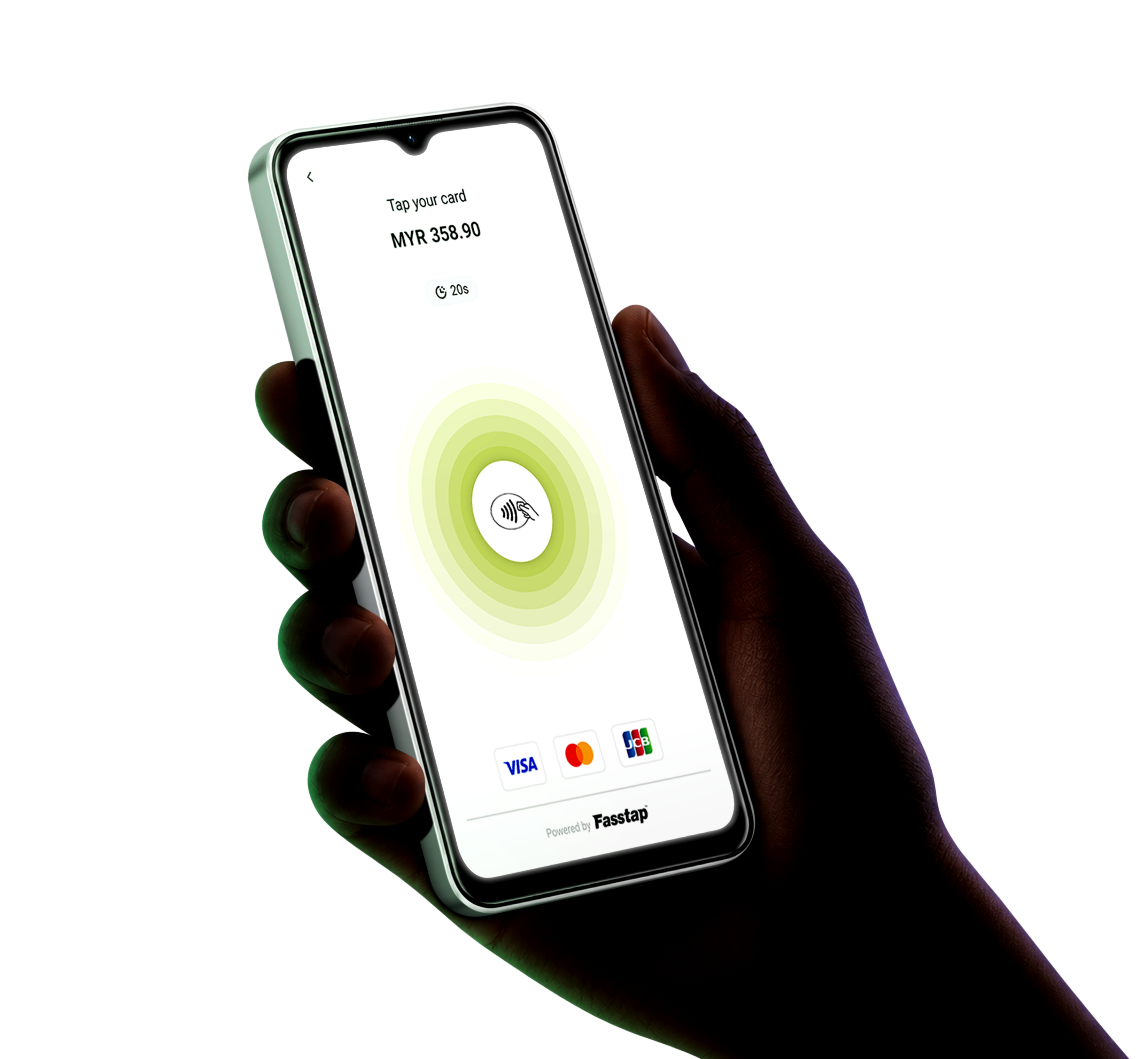 Fasspos Lite tap-to-pay on F6 phone