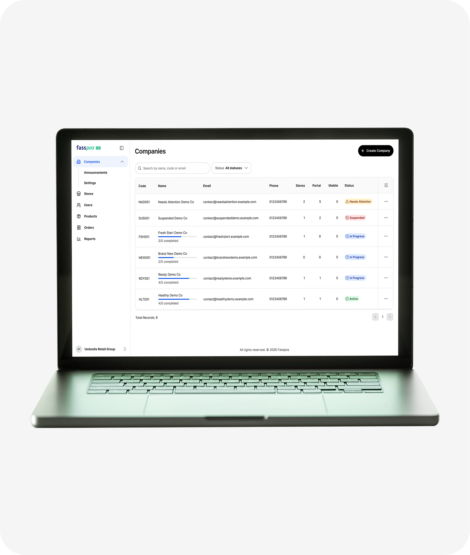 Web backoffice dashboard
