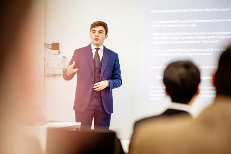 César Ritz Colleges student presenting