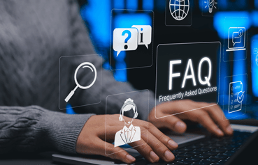 Frequently asked questions displayed on a computer