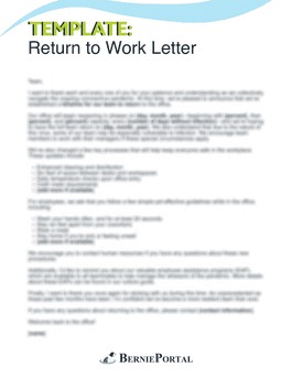 return to work cover letter