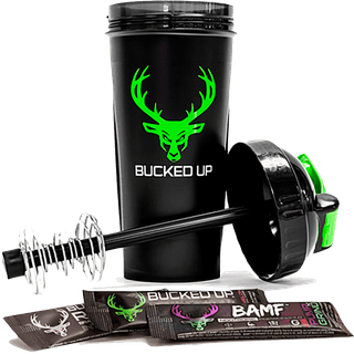 A Bucked Up Shirt, Shaker Bottle, and 5 Stick Packs of our best sellin, bucked  up free samples