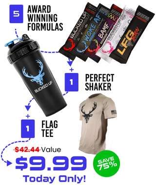 FREE Shaker and Bucked Up or WOKE AF Pre-Workout!  FREE Bucked Up Sample  Pack+ FREE shaker! We get it, It's new to you, you've never tried it, and  you don't know